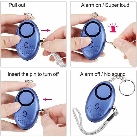 Alarma Personal de Emergencia [Paquete de 3] Qoosea Scream Safesound Alarma  140dB Linterna LED para niños/Mujeres/Ancianos/protección (Negro + Plata +  púrpura) : : Bricolaje y herramientas