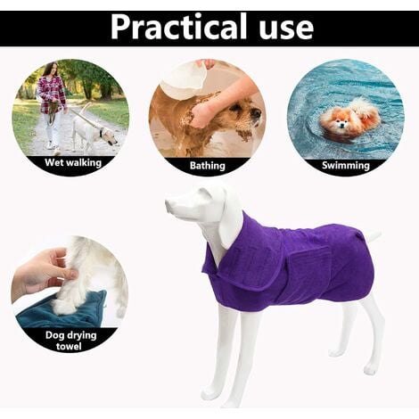 Bolsa para perros de secado rápido con toalla de baño para mascotas de  microfibra superabsorbente elástica