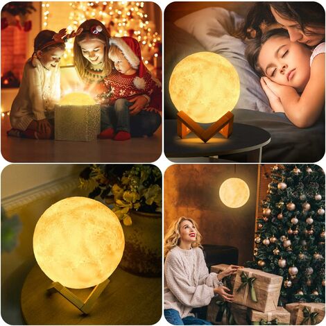 Lámparas luna 3D, Luz Nocturna Luna LED Lampara Luna control táctil Brillo  con puerto de carga USB Luz de Noche Ambiente Lámparas para Niños Bebé