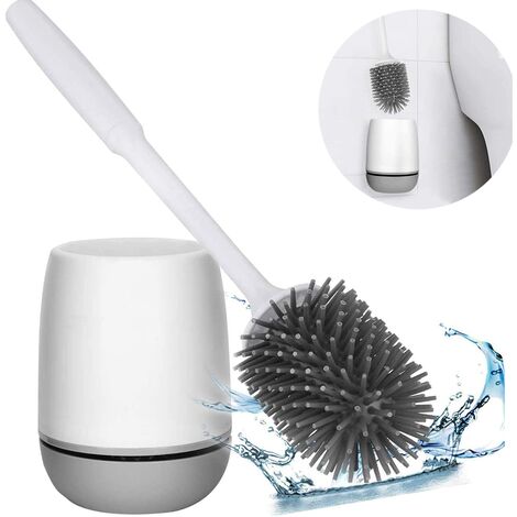 2x Silicona WC Cepillo para el inodoro con soporte de secado rápido  Pellizos ocultos Silicona Inicio VERTER SALLE WC