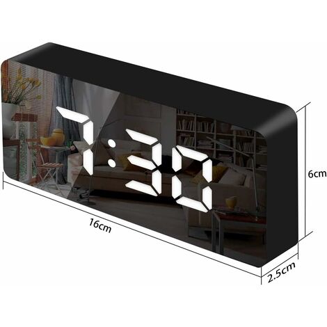  Garneck Reloj despertador digital LED para decoración de  oficina, reloj despertador digital con espejo, reloj eléctrico luminoso  para dormitorio, mesita de noche (sin batería), bombillas LED para  decoración de coche 