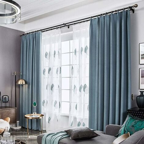 Soportes para barra de cortina, 2 piezas, aleación de aluminio, soportes de  barra de cortina dobles montados en el techo, color negro