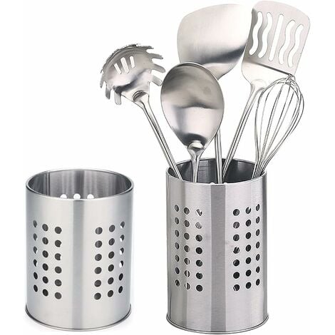 Escurridor de cubiertos, 2 soportes para utensilios de cocina de acero  inoxidable, organizador de cocina plateado