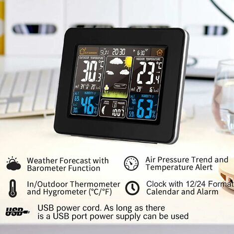 Comprar Estación meteorológica Digital despertador termómetro higrómetro  pronóstico del tiempo interior exterior barómetro Sensor de temperatura  medidor