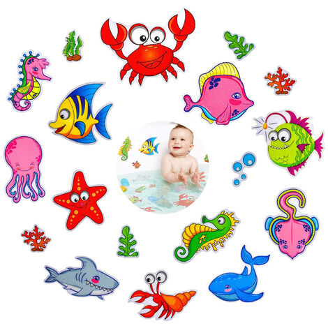 20 pegatinas antideslizantes para bañera, pegatinas con forma de animales  marinos, autoadhesivas para bañera, ducha, baño, niños