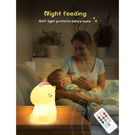  Luz nocturna para niños, lámpara de gato, 7 colores, linda luz  nocturna para niños, luz de noche LED para guardería, luz nocturna  recargable por USB, lámpara de noche multicolor regalos para