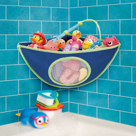 Organizador de juguetes de baño, ventosas y pegatinas colgantes, red de  almacenamiento de juguetes para bañera