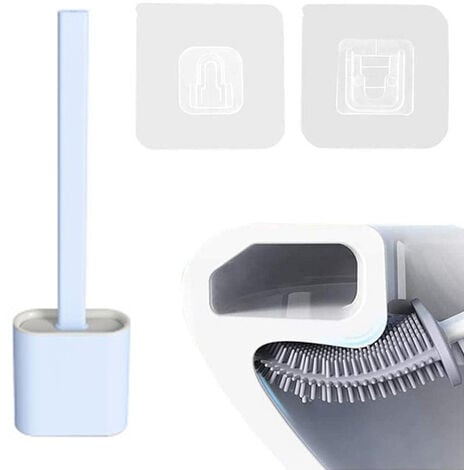Escobilla de inodoro de silicona flexible con soporte, cerdas de silicona  suave, escobilla de baño resistente