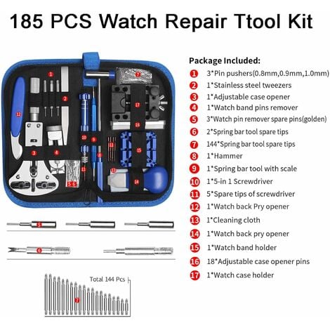 kit de relojero, Juego de herramientas de relojero de 144 piezas, Kit  Relojero Destornillador Herramienta Profesional De Reparación de Relojes