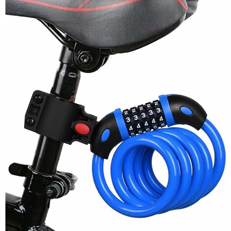 MINKUROW Candado portátil para bicicleta, candado codificado para bicicleta,  accesorios para bicicleta antirrobo, candado para casco