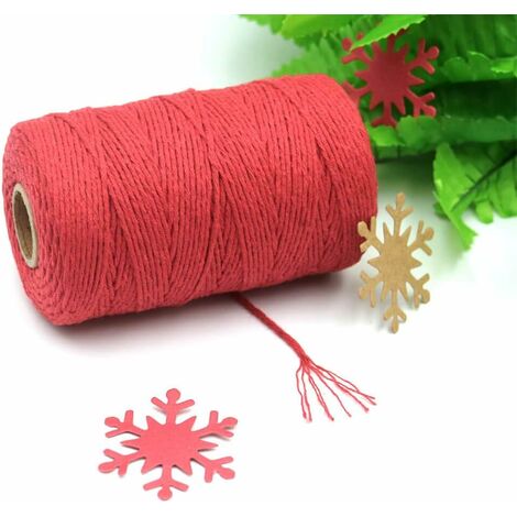 Longziming Algodón Macramé Cuerda Hilo Decorativo 2mm x 200M para  Bricolaje, Manualidades, Envoltura de Regalos - Rojo