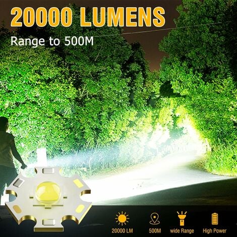 Linterna LED Alta Potencia Táctica Recargable de 20000 Lúmenes