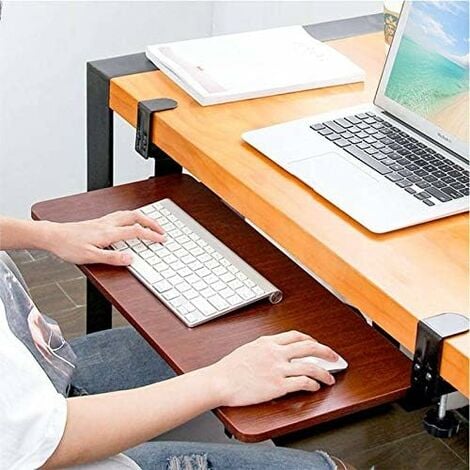  Bandeja para teclado debajo del escritorio, soporte deslizante  para teclado ajustable, estable y duradero, fácil de instalar, aumenta la  comodidad y el espacio de escritorio utilizable, plataformas de teclado de  madera