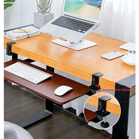 Bandeja para teclado debajo del escritorio, bandeja extraíble para teclado  y mouse con soporte de abrazadera C resistente, cajón de plataforma