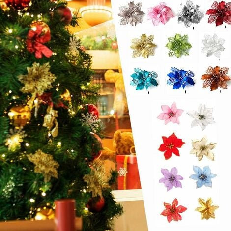 decoración de boda EXCEART 12 piezas de adornos artificiales con purpurina para árbol de Navidad 