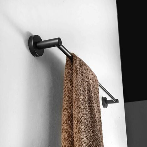 Toallero de baño negro de 24 pulgadas, toallero de barra de toalla, estante  de acero inoxidable negro, montaje en pared, lavabo y hotel
