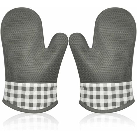 Juego de guantes de horno y soportes para ollas, guantes de horno de  silicona resistentes al calor 600F, juego de guantes de horno con forro  suave