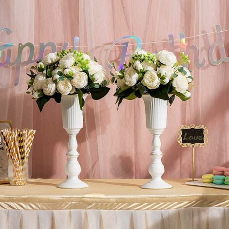 Flores artificiales con florero, decoración de jarrón, ramos de boda, ramos  de flores artificiales y jarrones para el hogar y fiesta de boda (color 