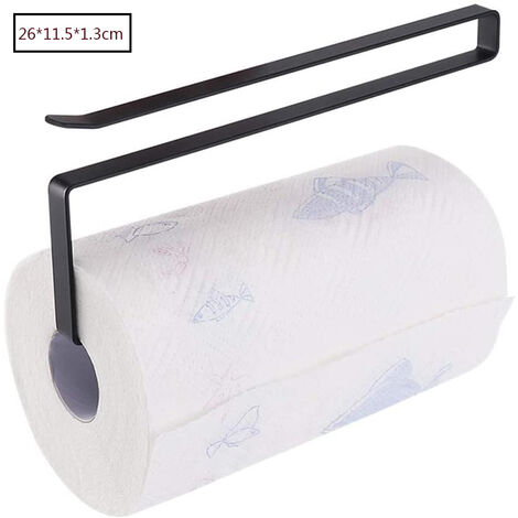 Portarollos Cocina Negro de Pared, Porta Rollos Papel de Cocina Adhesivo,  Soporte Rollo Papel Cocina Sin Taladro, Dispensador de Rollo Papel Toalla