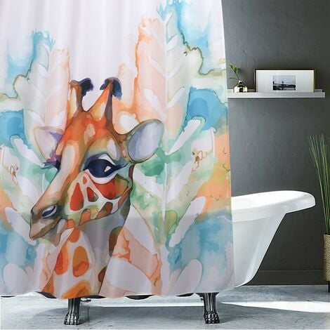 Cortina de ducha impermeable animales jirafa divertida estampado