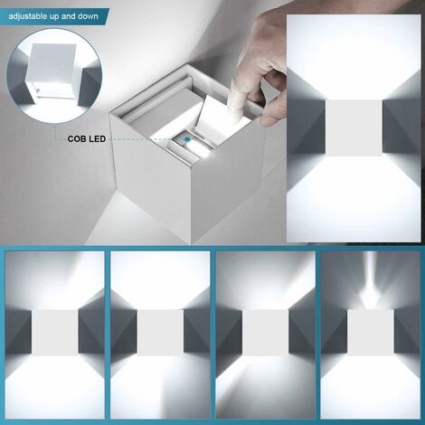 Luz de pared interior/exterior 12W 4 Pack luces de pared LED negras  ajustables 3000K blanco cálido IP65 lámpara de pared impermeable para sala  de estar dormitorio ACTIVE Biensenido a ACTIVE