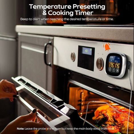 Termometro Digital Cocina Con Sonda Cableada, y Lector Temperatura Con  Soporte, Lectura Instantanea, Termometro Horno / Barbacoa