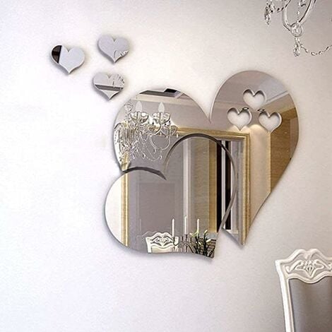 6 piezas autoadhesivo espejo de pared cuadrado cuadrado espejos adhesivos  acrílico espejo adhesivo extraíble plata