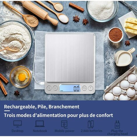 Báscula Cocina Digital Recargable Usb Alta Precisión 1g 5kg
