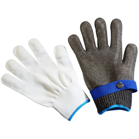 Guantes anticorte, 2 piezas, resistentes al corte, guantes de trabajo de  seguridad de acero inoxidable, guantes anticortes para trabajo de cocina al