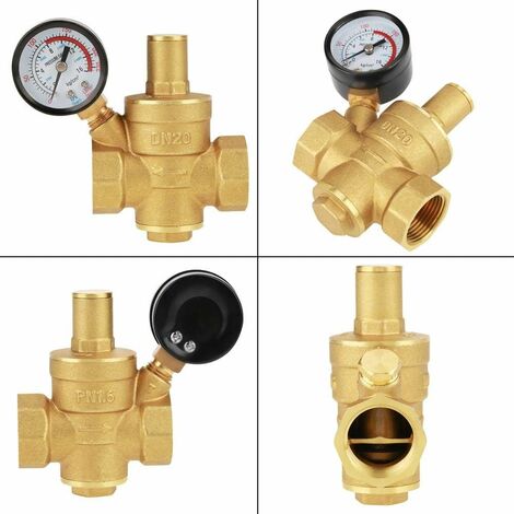 Reductor de presión de agua Dn20 Regulador de presión de agua de 3/4 de  pulgada con manómetro (hy)