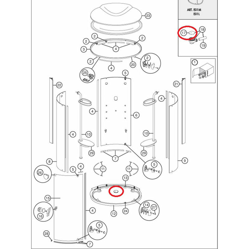 tappo copripiletta, box doccia evolution, teuco, 81000403000