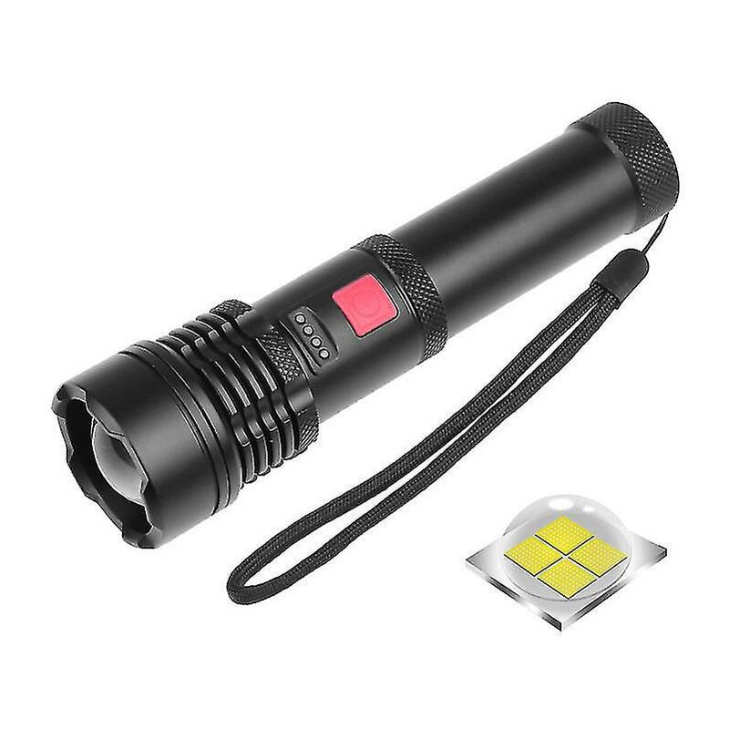 Lampe de poche rechargeable USB torche LED, torche tactique super lumineuse  XHP50, torche portable étanche zoomable avec lampes de poche 5 modes pour  le camping randonnée d'urgence,(noir)-BISBISOUS