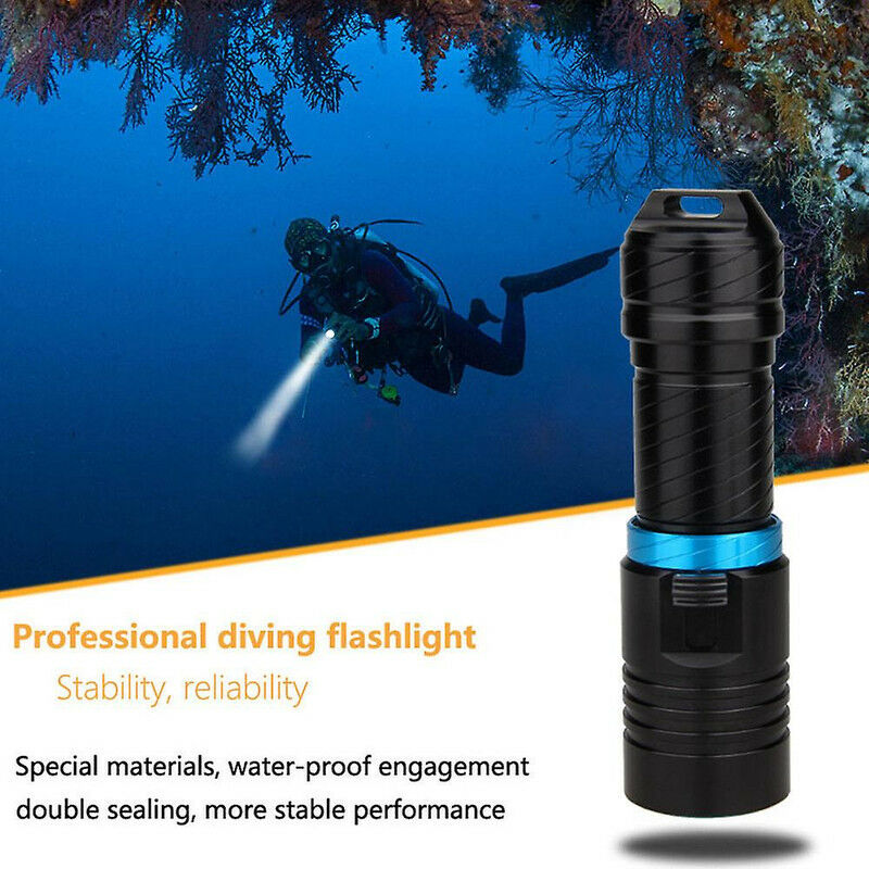 Lampe de poche de plongée sous-marine, XML-L2 LED 100m lampes torche de plongée  sous-marine pour les sports sous-marins en plein air,(noir)-BISBISOUS