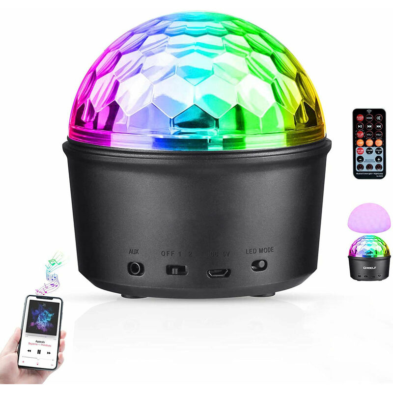 Boule de lumières disco, à LED 9 couleurs rotatives, lecture MP3