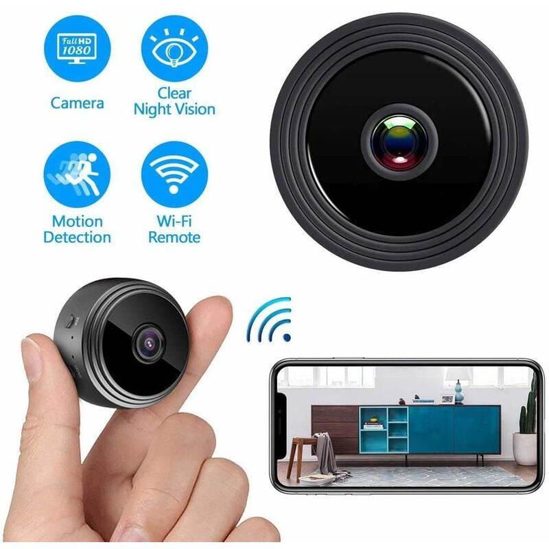 Mini Camera Espion sans Fil HD 4K Spy Caméra de Surveillance WiFi avec  Vision Nocturne et Detecteur, Video Sécurité Bébé Hidden  Interieur/Exterieur, Black, (L27)