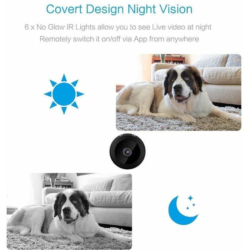 Caméra de surveillance interieur / exterieur Mini Camera Espion sans Fil HD  4K WiFi Résolution Réglable Securite