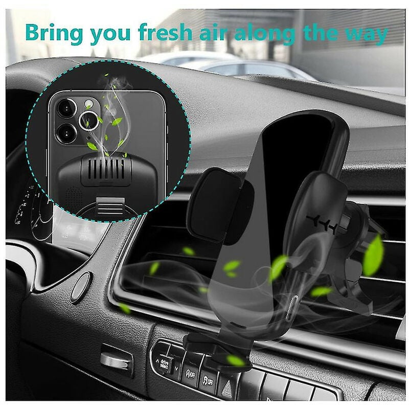 Chargeur de voiture sans fil, charge rapide Qi 15W, fonction d'aromathérapie  à serrage automatique, support de téléphone pour évent de voiture, pour  iPhone 12/12 Pro/12 Pro Max/XR/XS/X, Samsung S20/No