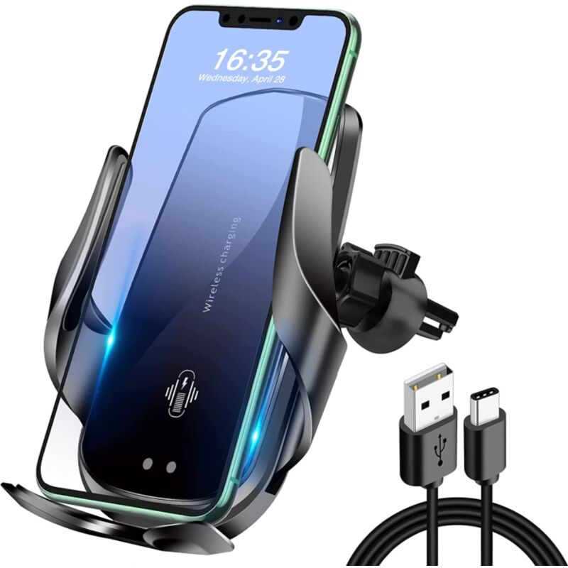 Support de téléphone portable de voiture, chargeur sans fil, serrage  automatique, ventilateur de refroidissement intégré pour iPhone 12 Mini 11  Pro Max XS XR X 8 Samsung S10 S9 (noir)-BISBISOUS