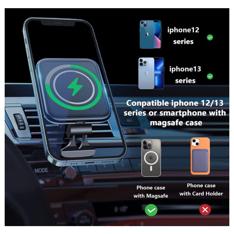 Support de téléphone de tableau de bord magnétique pour voiture, conception  entièrement métallique, support de voiture Magsafe compatible avec la série  iPhone 12/13
