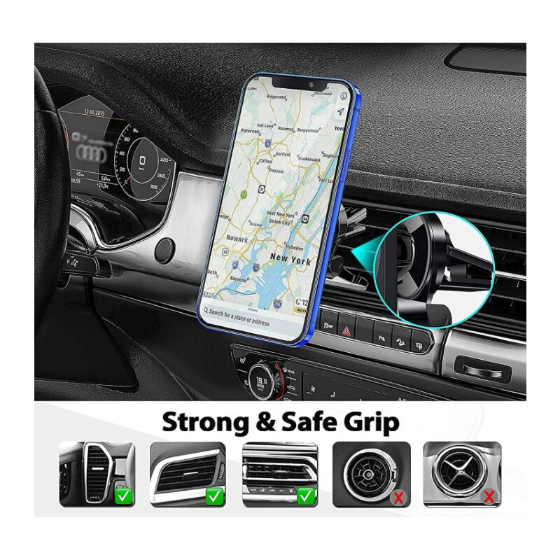 Support de voiture compatible avec les accessoires MagSafe pour iPhone 12,  13 - Support magnétique carré pour bouche d'air pour iPhone 13, 12, mini,  Pro/Max