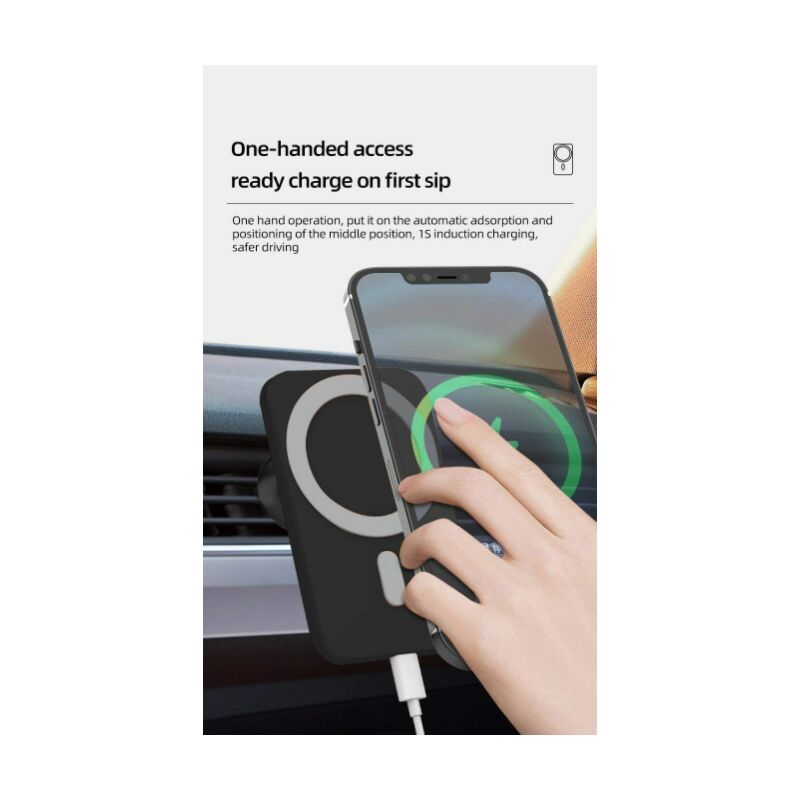 Accezz Support de téléphone pour voiture pour iPhone 14 Pro Max - Chargeur  sans fil - Grille d'aération - Noir