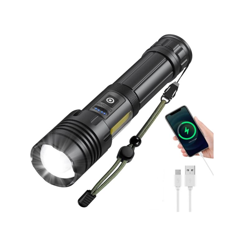 Maxesla Lampe Torche LED 2000 Lumens, Zoomable, Lampe Torche LED