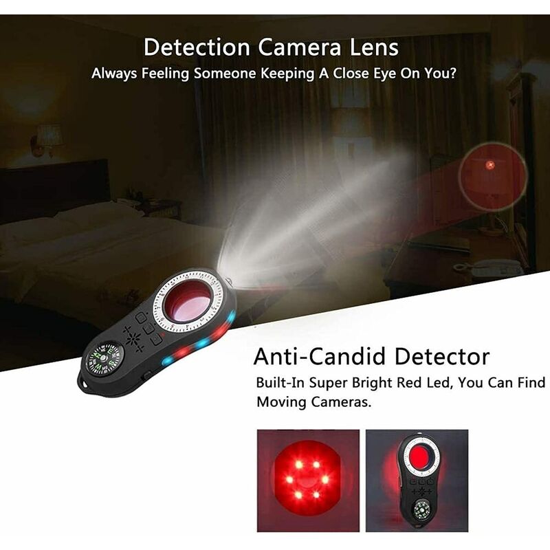 Super Détecteur de signaux Anti Caméra Espion Micro LED Noir