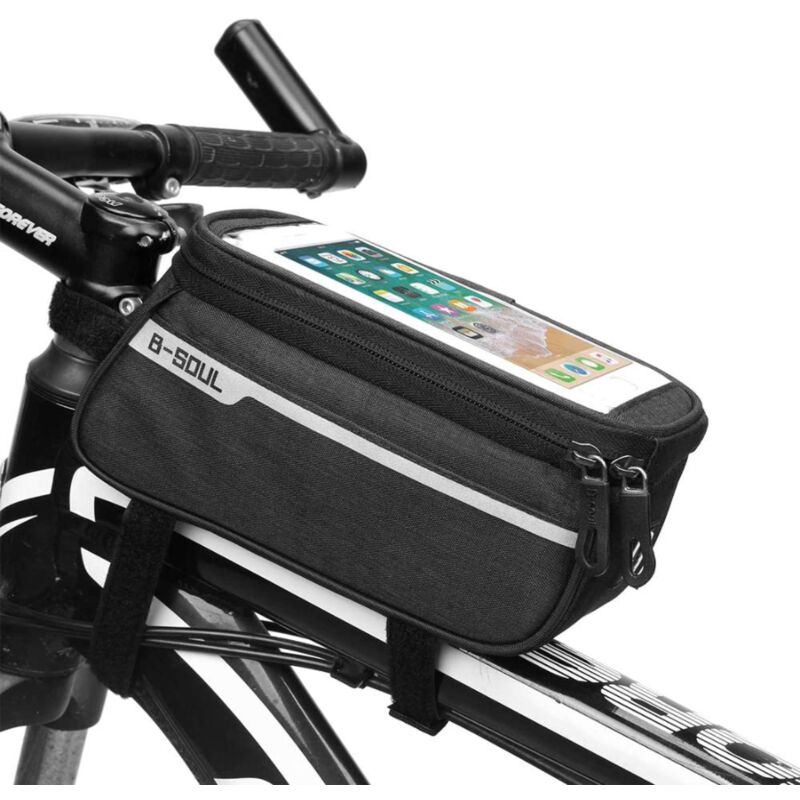 Sac de cadre de vélo, support de téléphone de vélo étanche avec écran  tactile sensible au TPU, sac de guidon Eva détachable, sac de téléphone de  vélo avec trou de chargement d'écouteur