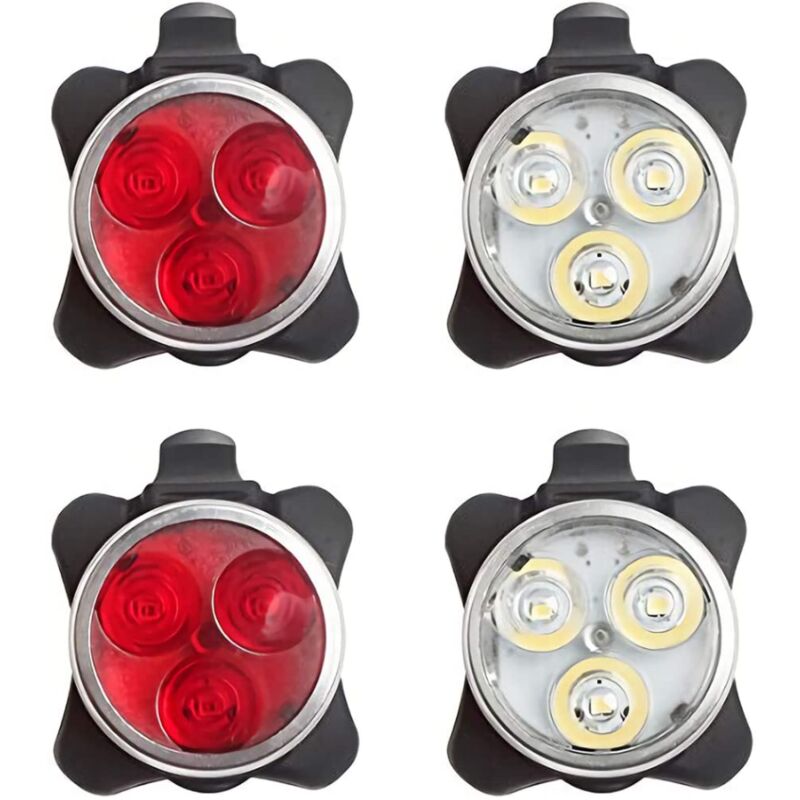 LAMPE LED VELO 650mh Rechargeable Avant et Arrière, 4 Modes de Luminosité,  Éclairage USB Antichoc Impermeable, pour VTT Cycl