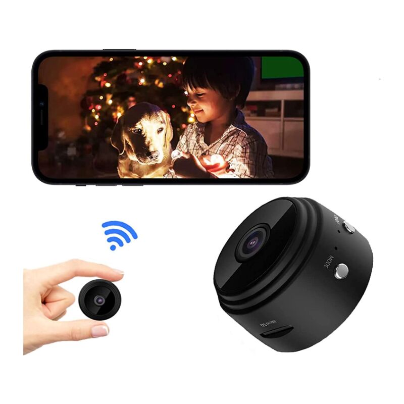Vidéosurveillance Chronus Vidéosurveillance Mini Camera Espion WiFi HD1080p sans  Fil Sécurité Support Détection De Mouvement pour Android IOS（Noir）