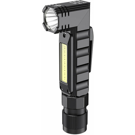 Lampe de poche portable, lampe de poche tactique rechargeable par USB,  rotation à 90 degrés, queue magnétique, lampe de poche LED étanche IPX4, 5  modes, lampe de travail COB pour le camping