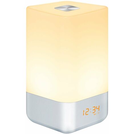 Lampe de Réveil, Réveil Lumineux avec Simulation de Lever du Soleil, Lampe  de Chevet Multicolore avec Chargeur USB, Aide au S