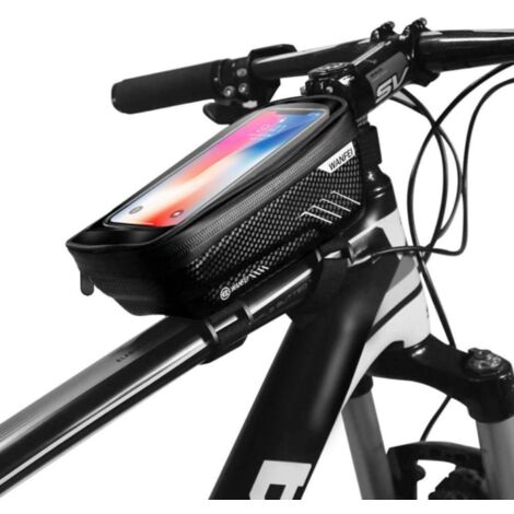 Sacoche de vélo, sacoche de guidon de vélo étanche avec fenêtre à écran  tactile, sac de rangement pour cadre avant de vélo pour téléphones jusqu'à  6,5'' (noir)-BISBISOUS