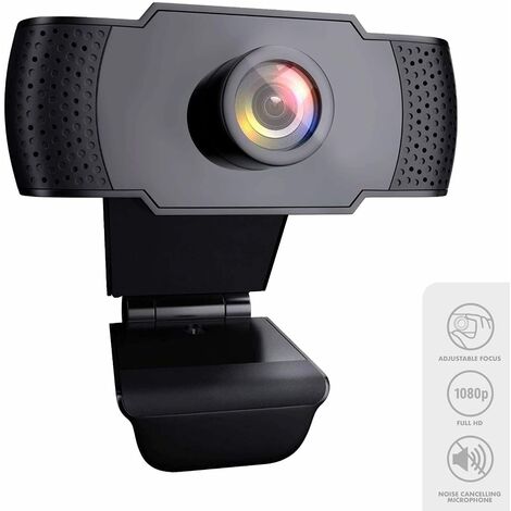 Webcam 1080P Full HD avec microphone intégré, caméra de qualité pour PC,  moniteurs, ordinateur portable, ordinateur de bureau et téléviseurs, micro  intelligent à réduction de bruit et objectif réglab